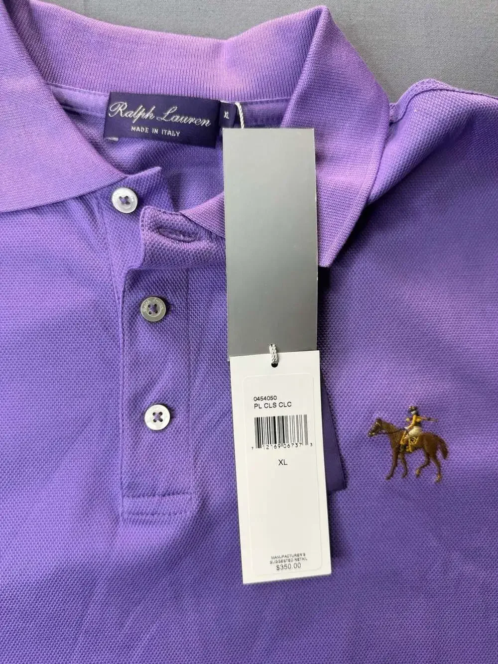Ralph Lauren Purple Label Pique Polo Shirt Purple Italy XL New with Tags!